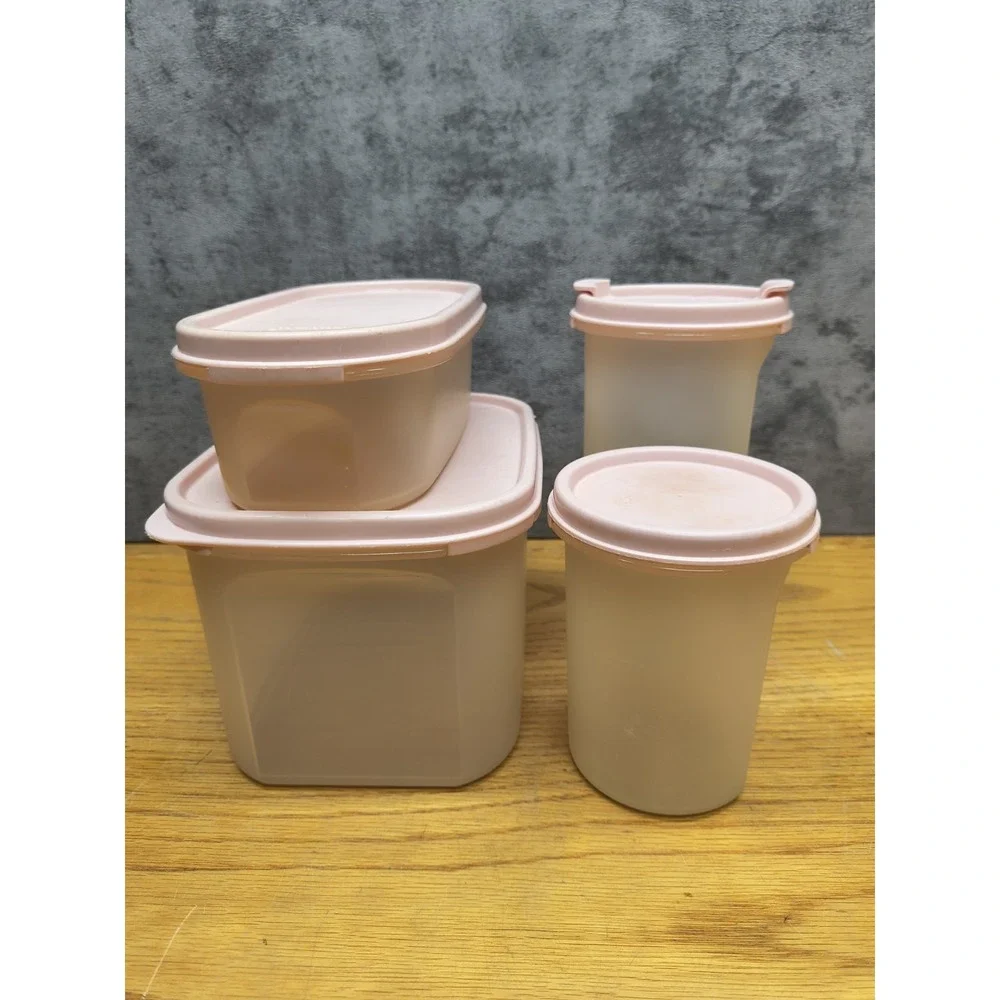 Lot‎ of 4 Vintage Light Pink Tupperware Mix Lot Made In The USA
